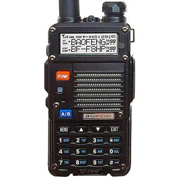 5. BaoFeng BF-F8HP (UV-5R 3rd Gen) 8-Watt Dual Band Two-Way Radio Full Kit with Large Battery