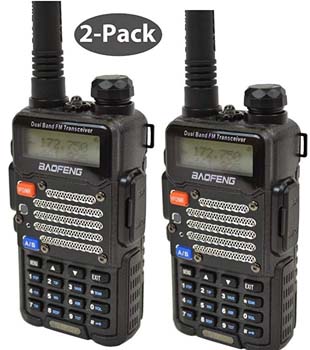 7. Baofeng 2-Pack Black BF-F9 V2+ HP 8Watt Tri-Power Two-way Radio Transceiver