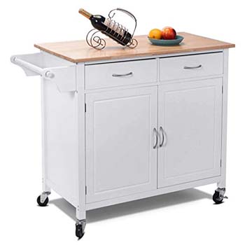 5. Giantex Portable Kitchen rolling Island Cart Wood