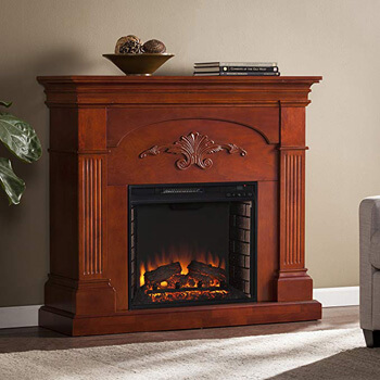 8. SEI Sicilian Harvest Electric Fireplace, Mahogany