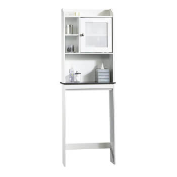 1. Sauder Caraway Etagere Bath Cabinet, Soft White Finish