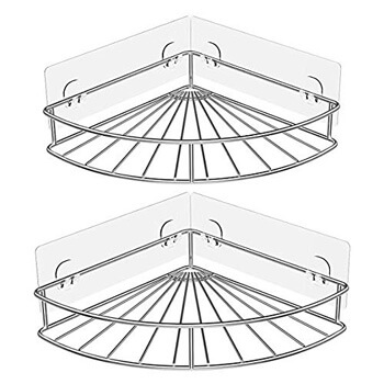 9. ODesign Adhesive Corner Bathroom Shelf Storage