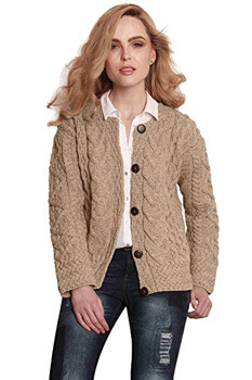 9. Carraig Donn Ladies Irish Merino Wool Cardigan