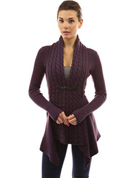4. PattyBoutik Women's Buckle Braid Front Cardigan