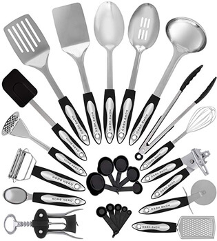 2. Stainless Steel Kitchen Utensil Set - 25 Cooking Utensils