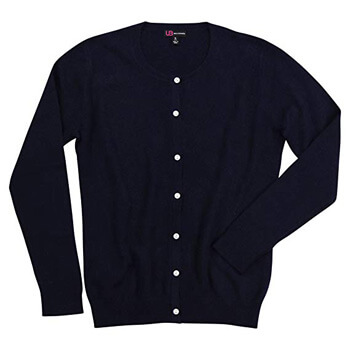 3. Urban Boundaries Women's 100% Cashmere Crew Neck Cardigan Sweater