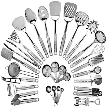 3. Stainless Steel Kitchen Utensil Set - 29 Cooking Utensils