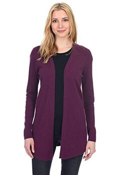 6. State Fusio Women's Wool Cashmere Soft Shaker-Stitch Open Cardigan