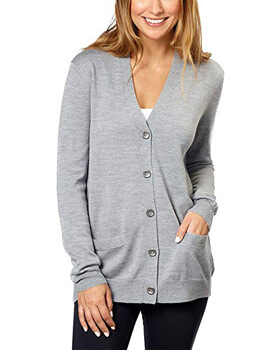 1. Kirkland Signature Women 100% Extra Fine Merino Wool Cardigan