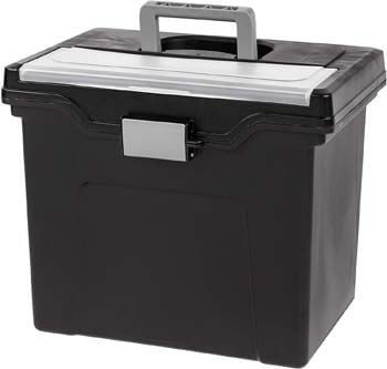 1. IRIS USA, Inc. HFB-24E-TOP Portable Letter Size File Box with Organizer Lid