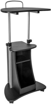 1. Techni Mobili Sit-to-Stand Rolling Adjustable Height Laptop Cart with Storage, Graphite