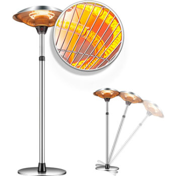 1. Patio Heater Outdoor Electric Heater - Garage Heater Infrared Carbon Tube Heater 3 Adjustable Level Standing Patio Heater, Overheat Protection